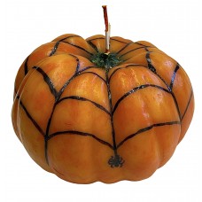 Halloween Pumpkin Candle with Hand painted Spider's Web 19X21cm.  