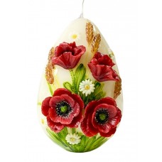 Easter Egg Candle with Poppies 15X22cm.