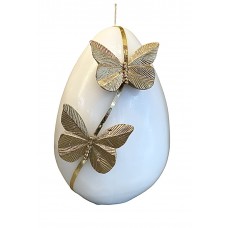 Easter Egg Candle with Wax Golden Butterfly 9.5X14cm.
